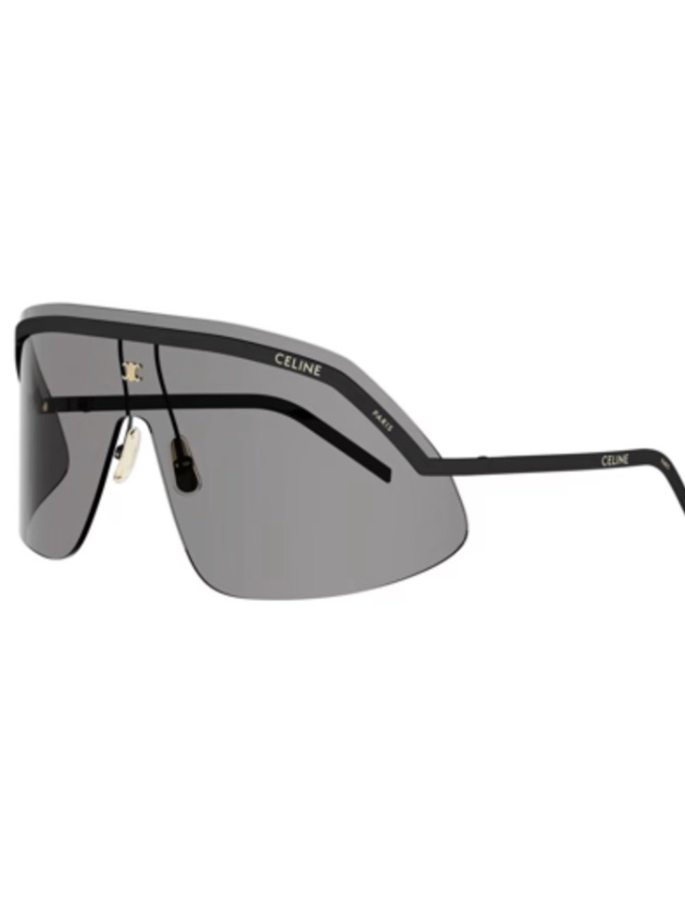 Celine Shield Morning Shade Runway CL40350U 01A Metal Shiny Black 40350U
